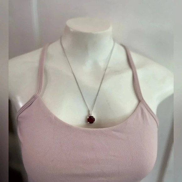 RMN Ruby Zirconia Pendant With 18” Silver Toned Chain - Picture 1 of 9